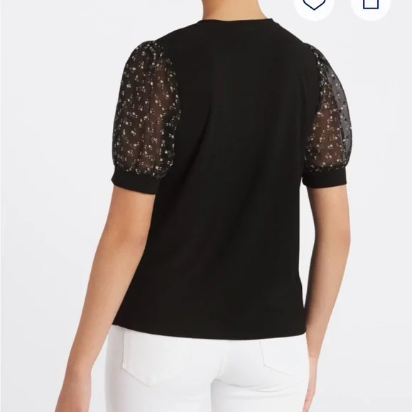 Cece Sportswear Floral Puff Sleeve Knit Top - Picture 2 of 4